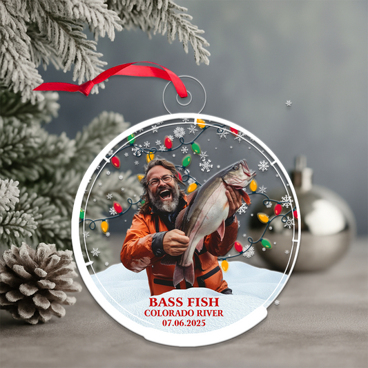 Custom Photo Fishing Christmas Acrylic Ornament Christmas Gift