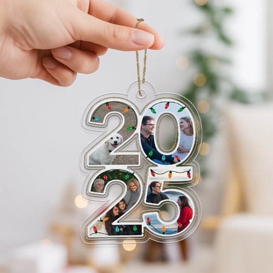Custom Photo What A Year - Personalized Custom Shaped Acrylic Ornament