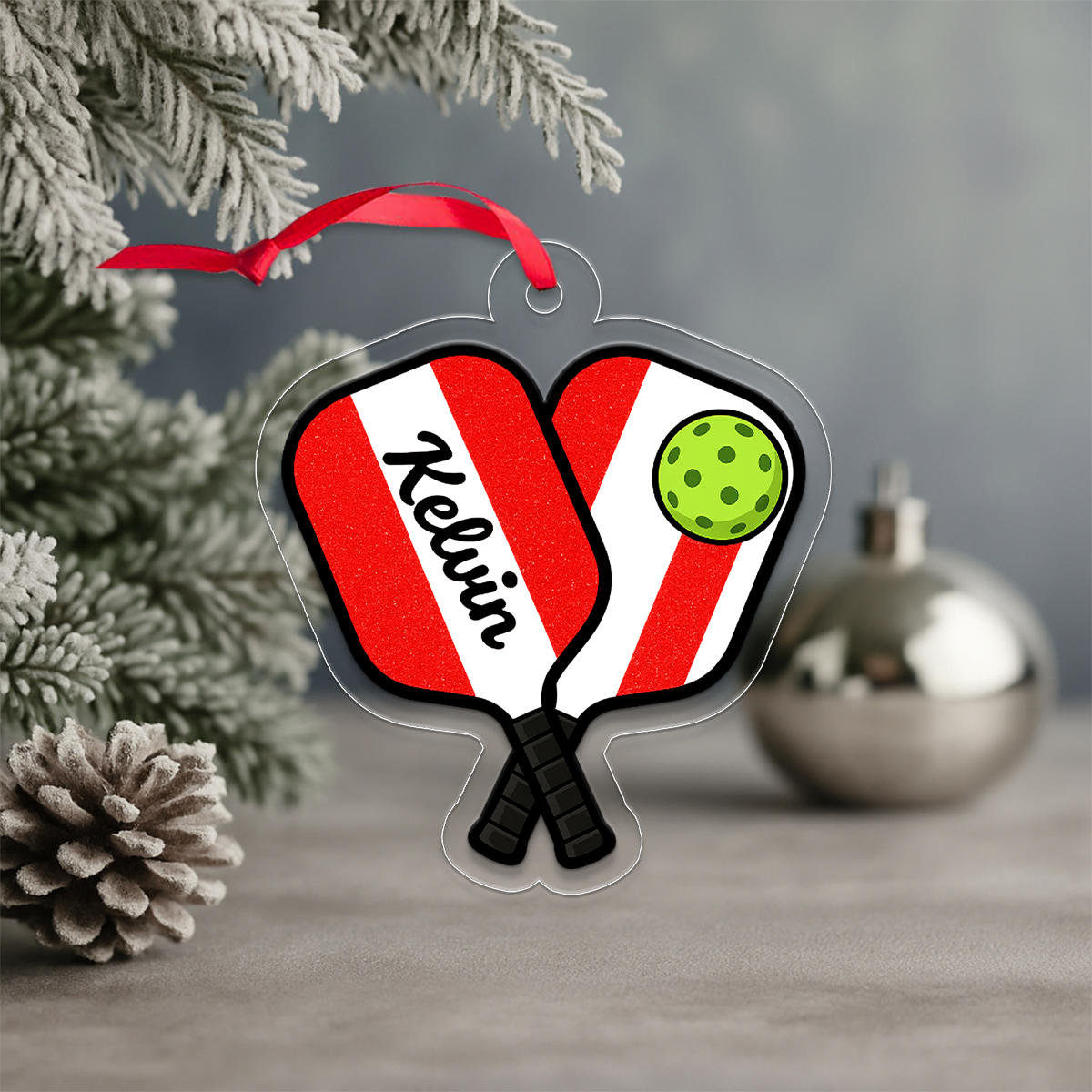 Custom Name Xmas Pickleball Acrylic Ornament Christmas Gift