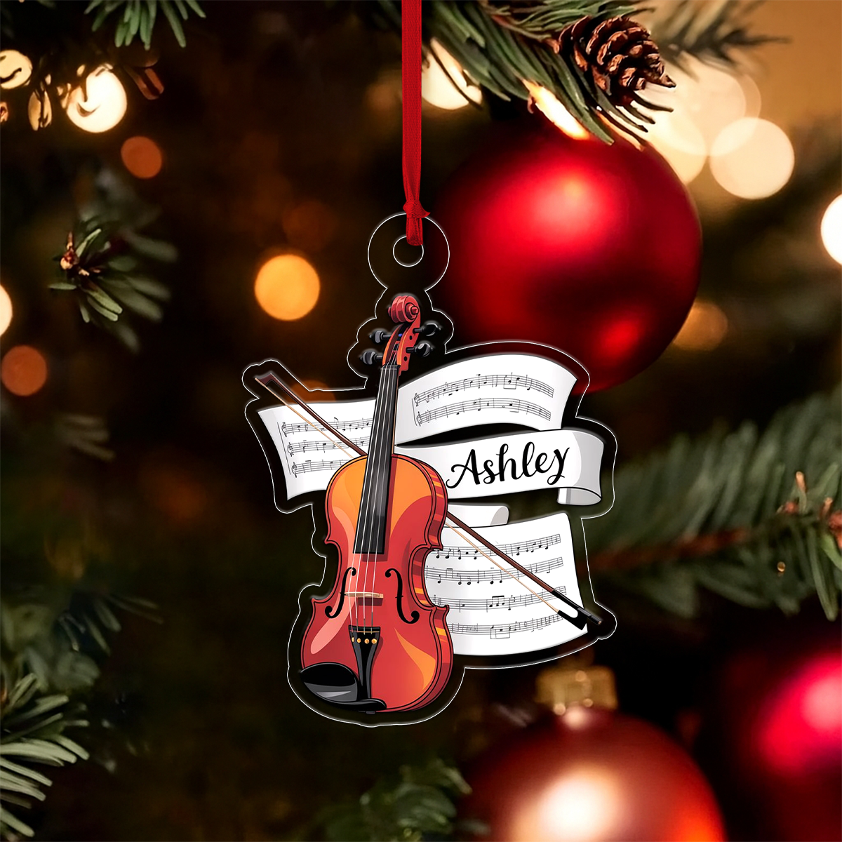 Personalized Music Violin Acrylic Ornament, Custom Christmas Ornament, Music Gift, Violin Player Ornament, Orchestra Holiday Keepsake