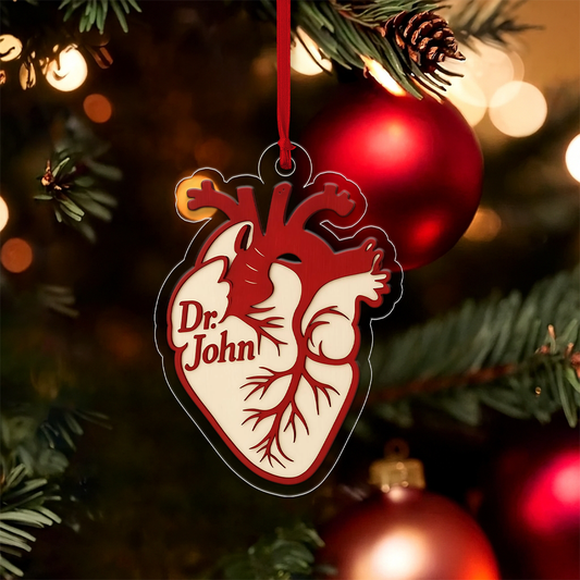 Personalized Anatomical Heart Christmas Ornament, Custom Medical Gift for Cardiologist, Nurse, Doctor, Biology Student, Holiday Tree Decor