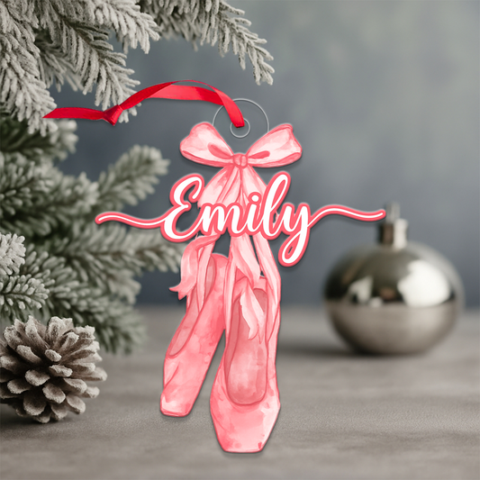 Custom Name Ballet Shoes Christmas Acrylic Ornament Christmas Gift