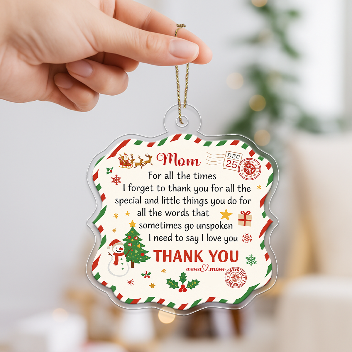 Custom Name Letter Dear Mom Xmas