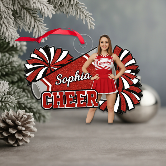 Custom Photo Cheer Girl Xmas Acrylic Ornament Christmas Gift