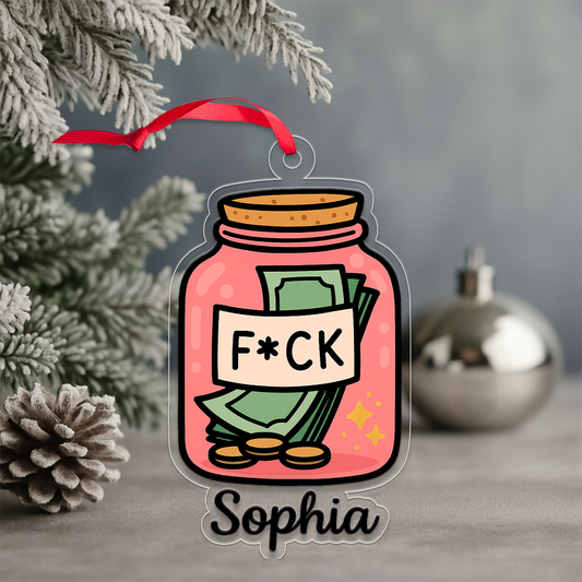 Personalized Funny Swear Jar Ornament, Custom Money Jar Christmas Ornament, Adult Humor Gag Gift, Funny Decoration, Holiday Keepsake