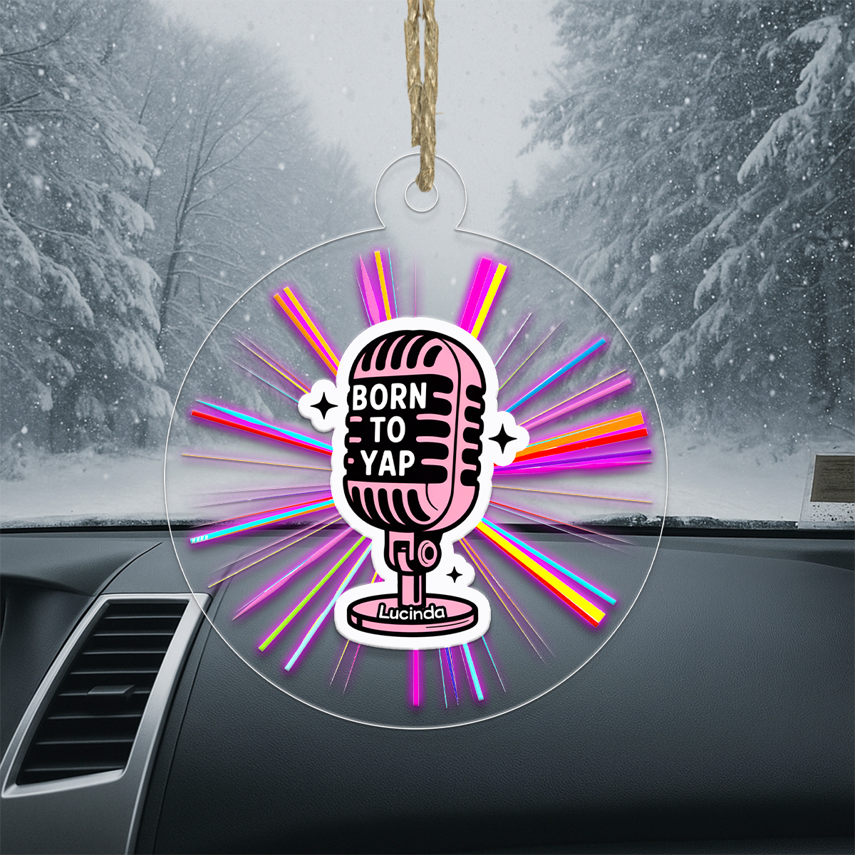Personalized Born To Yap Ornament, Custom Karaoke Christmas Ornament, Funny Microphone Ornament, Singing Gift for Music Lover, Holiday Decor