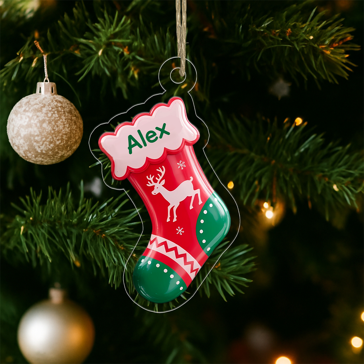 Custom Name Christmas Sock Acrylic Ornament Christmas Gift