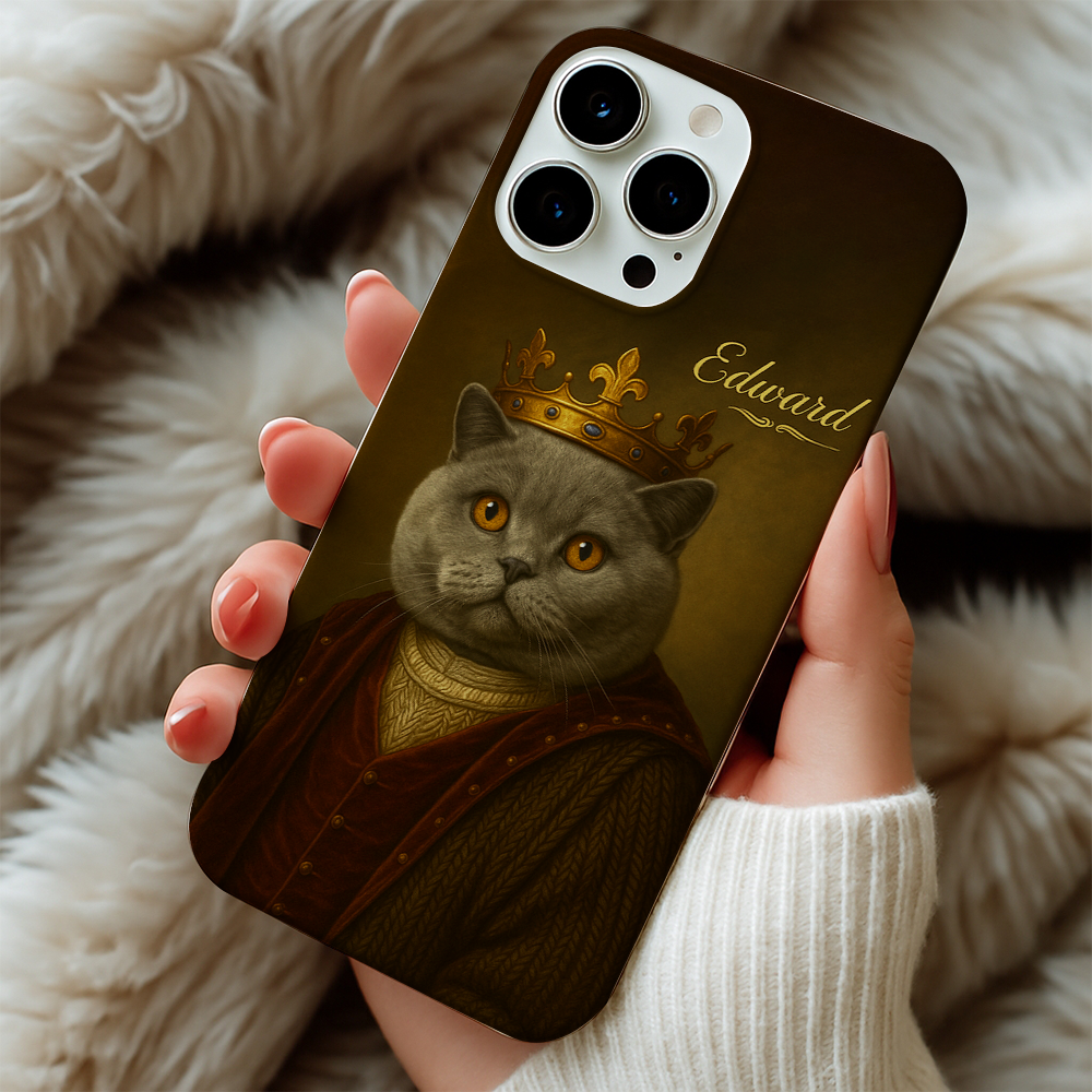 Custom Photo Crown King Cat Phone Case Gift For Cat Lovers