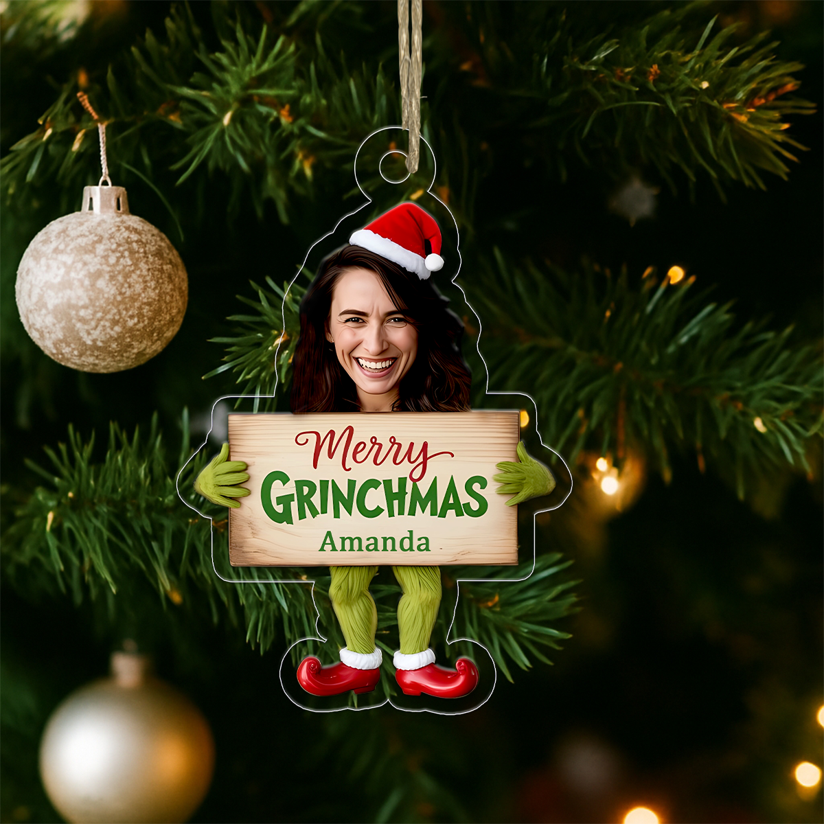 Custom Face Photo Funny Christmas 1 Acrylic Ornament Christmas Gift