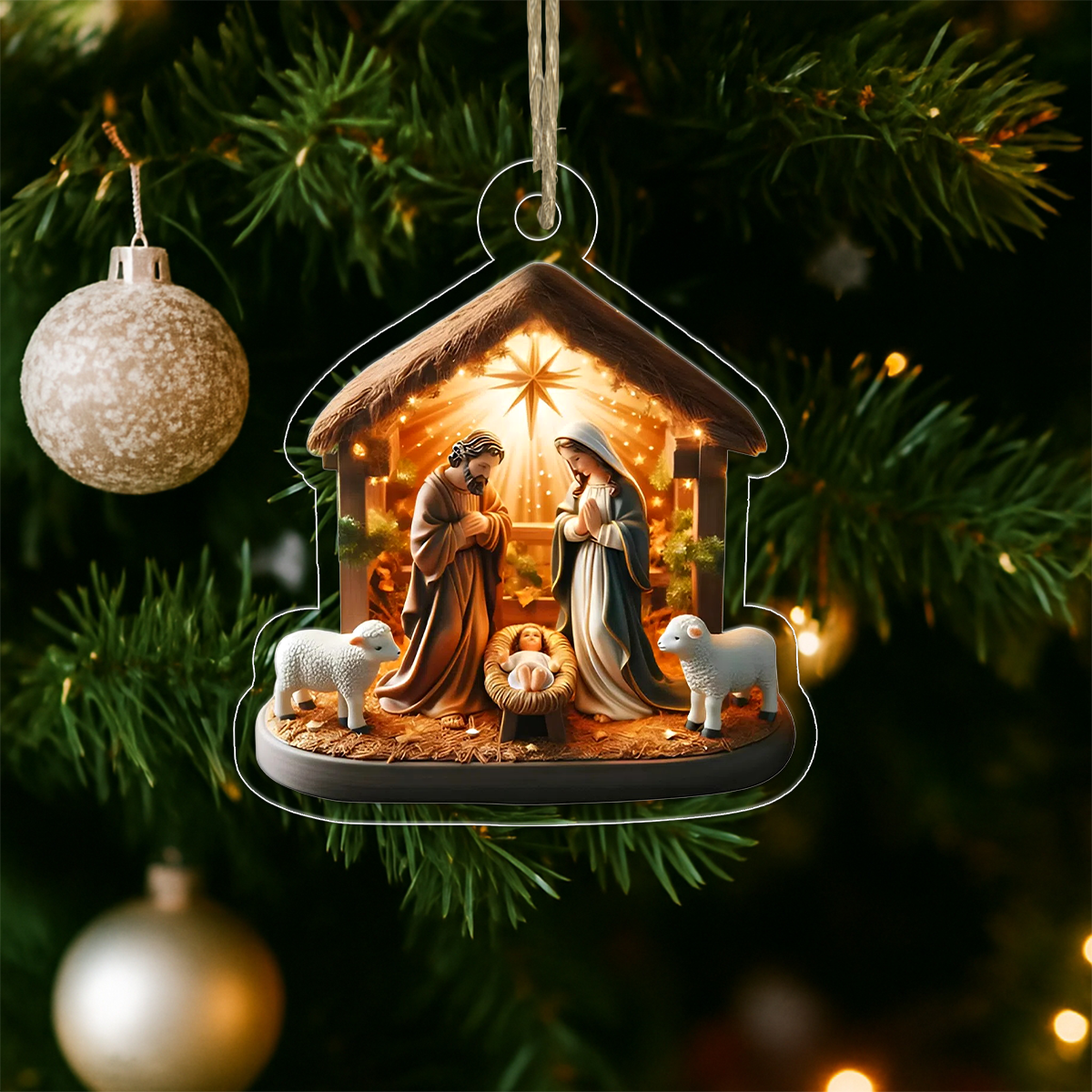 Custom Name Jesus Xmas Acrylic Ornament Christmas Gift
