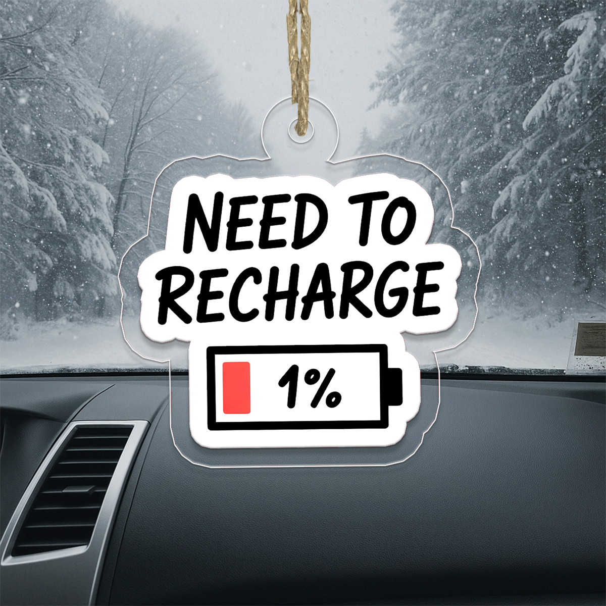 Funny Need To Recharge One Percent Ornament, Battery Ornament, Custom Tech Christmas Ornament, Gamer Gift, Low Power Gag Gift