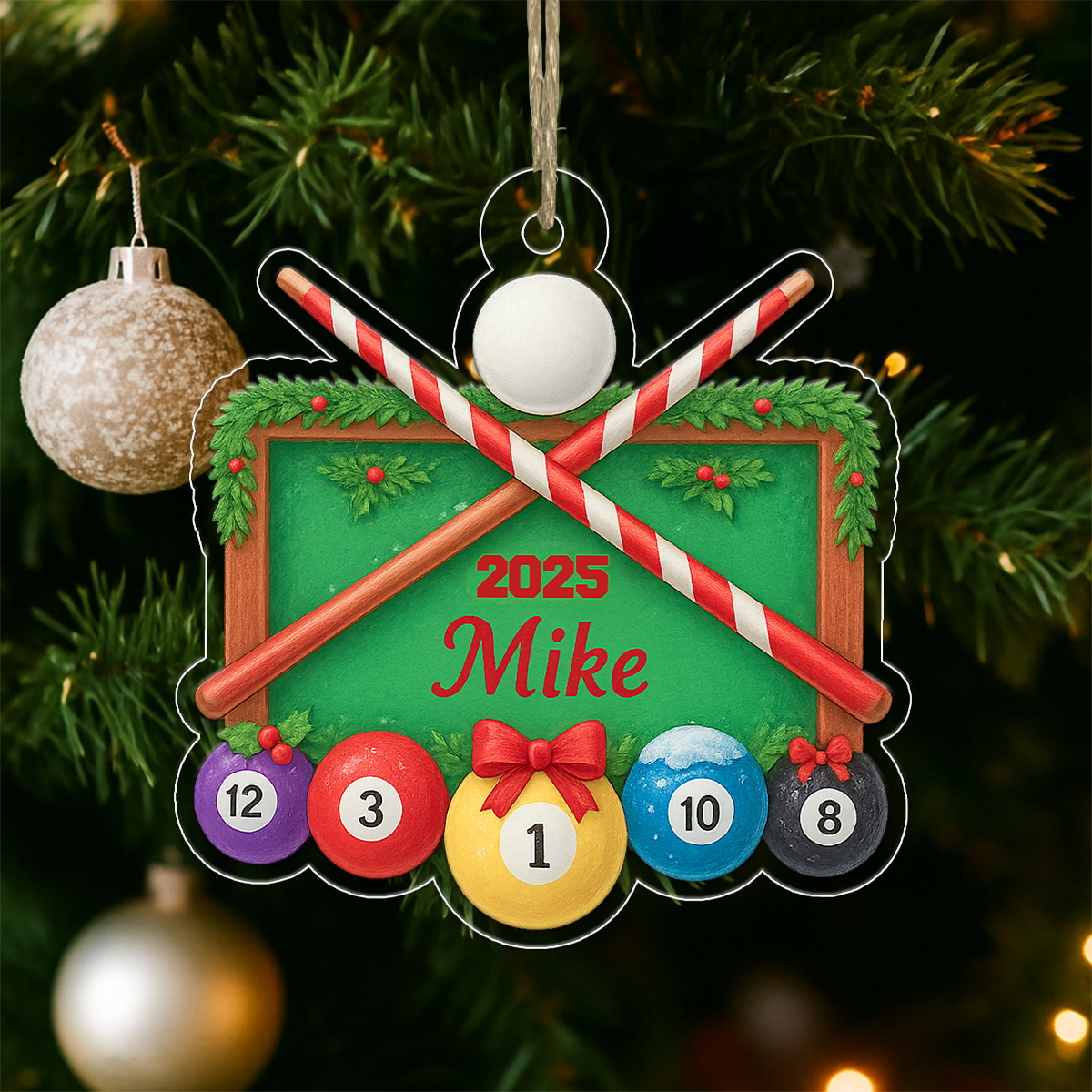 Custom Name Billiard Merry Christmas