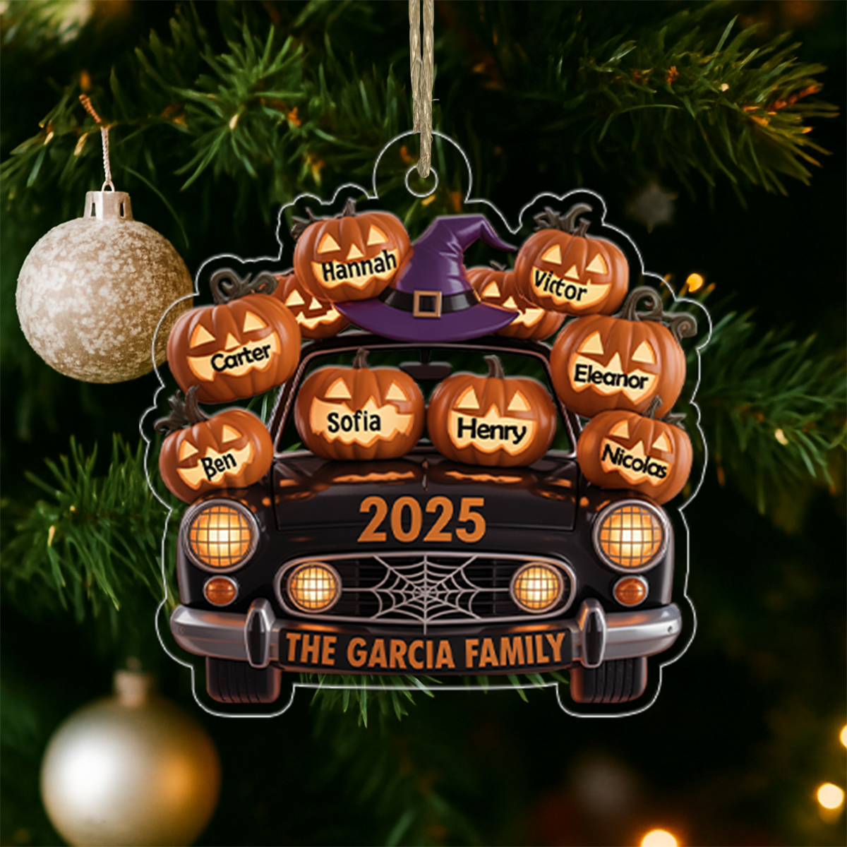 A Spooky Ride With Your Family Names, Pumpkins And Ghosts