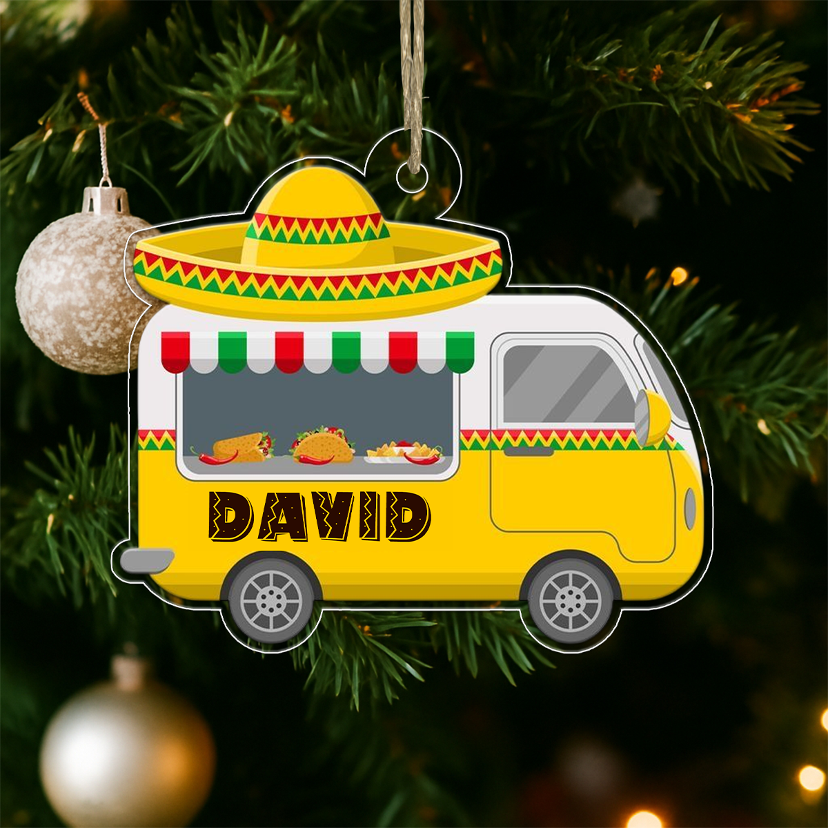 Custom Name Tacos Mexican Food Acrylic Ornament Christmas Gift
