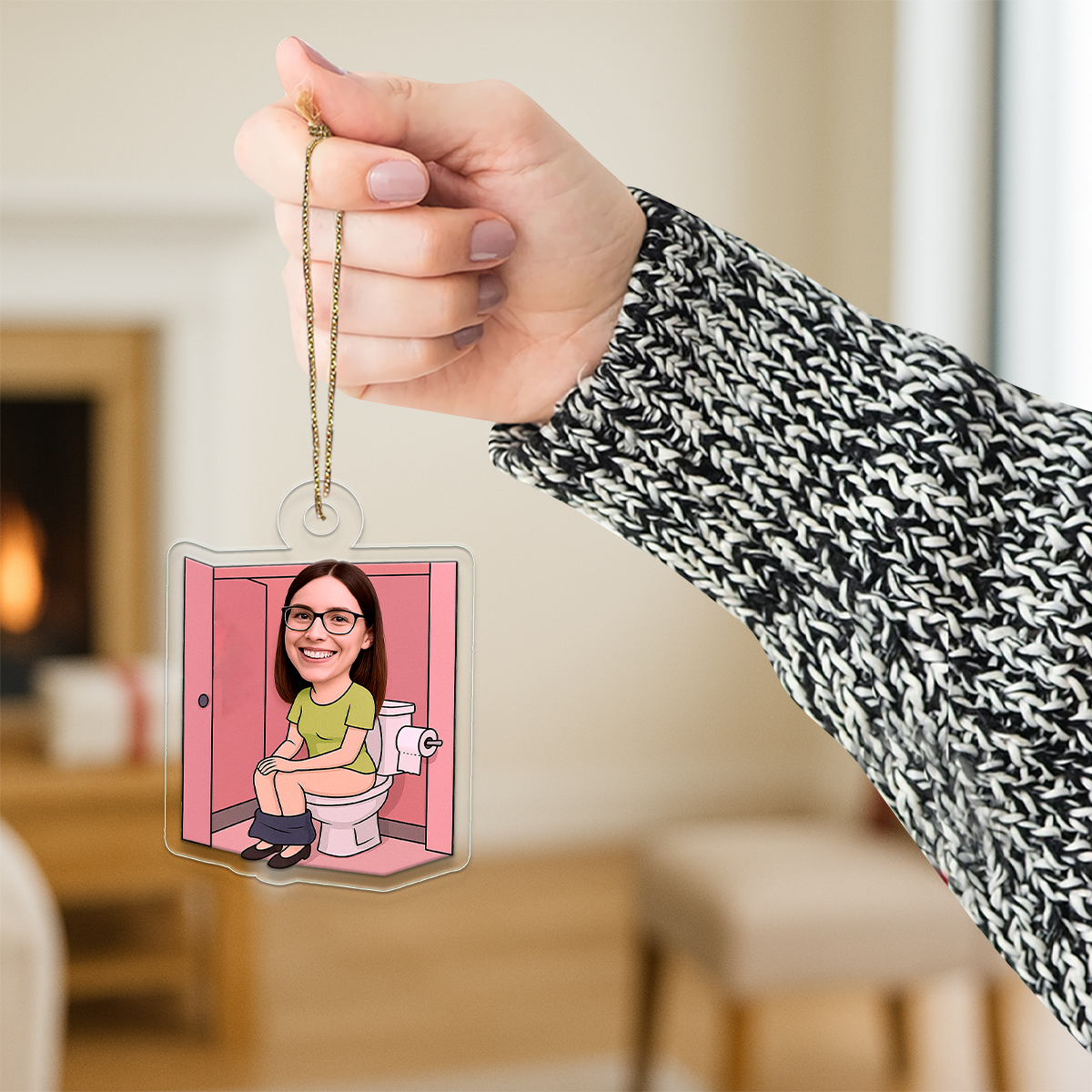 Custom Photo Woman in Toilet Ornament, Personalized Funny Christmas Ornament, Adult Humor Gag Gift, Unique Xmas Keepsake