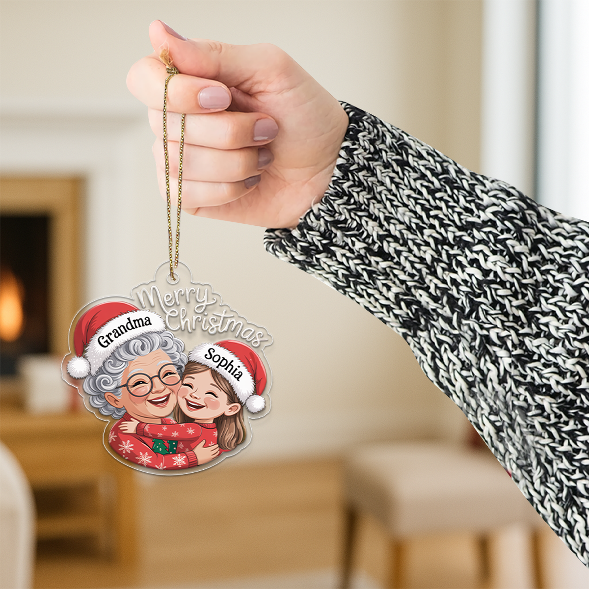 Personalized Grandma And Grandkid Christmas Ornament2