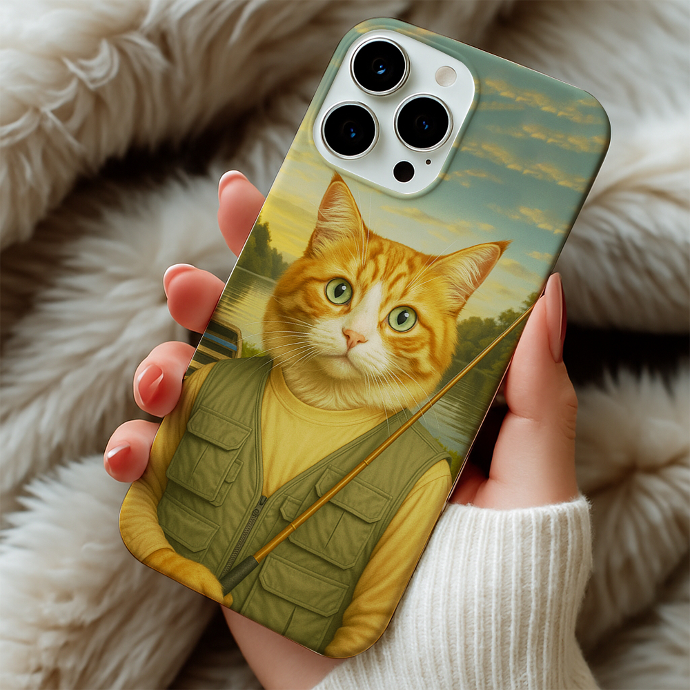 Custom Photo Fisherman Cat Phone Case