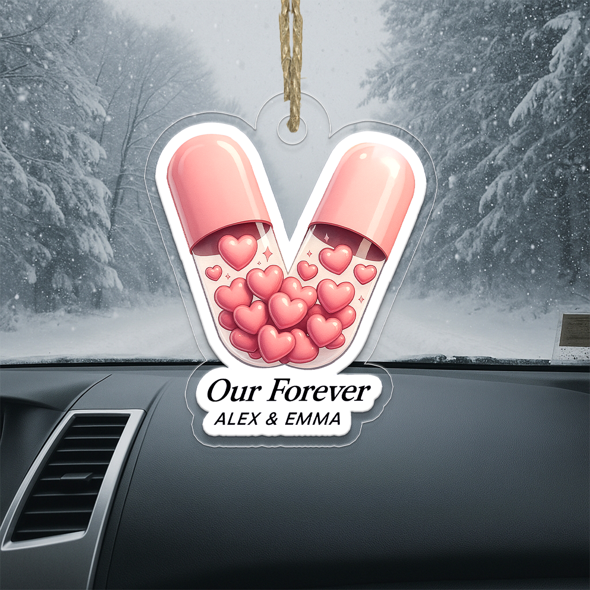 Personalized Valentine Heart Capsules Ornament, Custom Love Ornament, Couple Gift, Romantic Christmas Ornament, Unique Holiday Keepsake