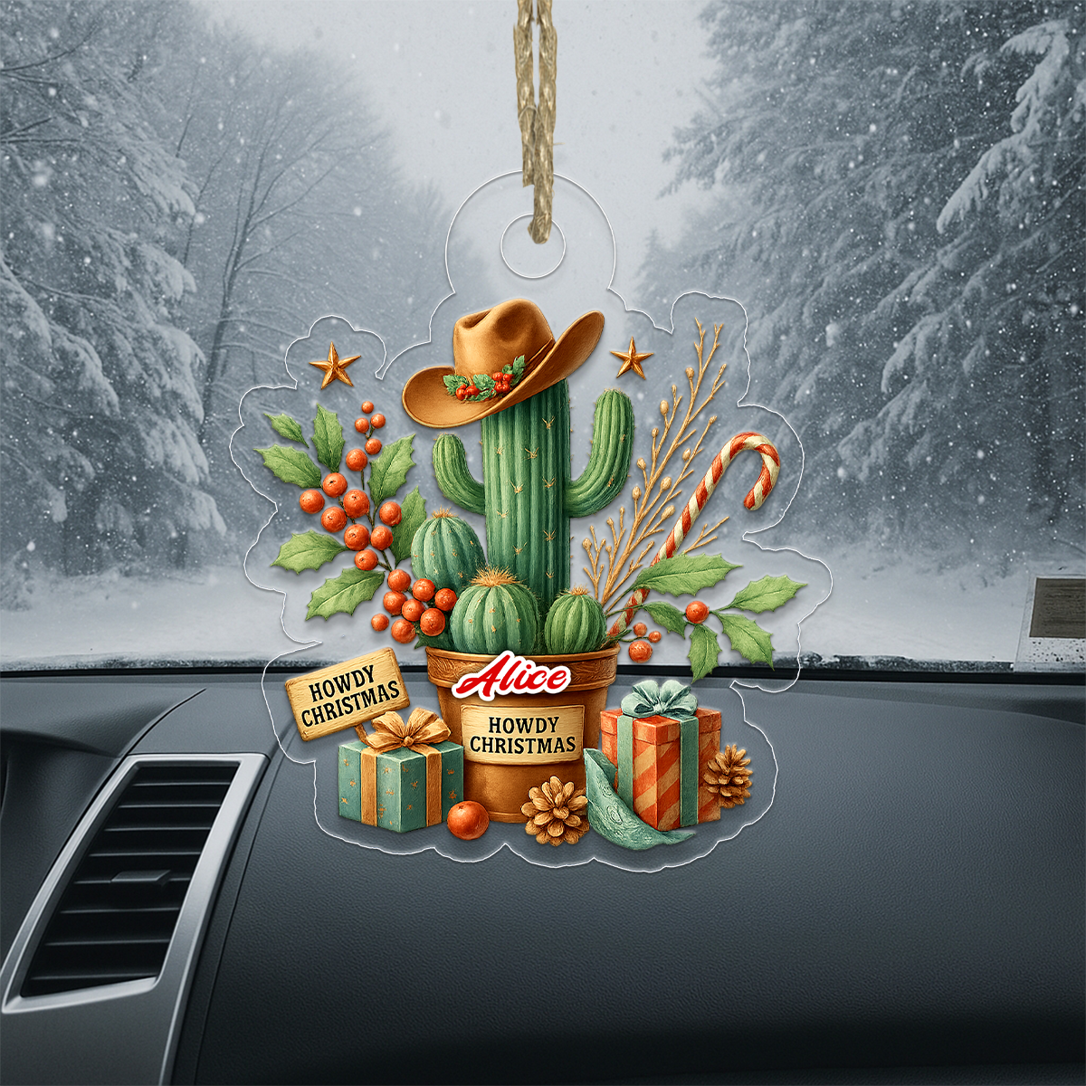 Custom Name Catus Howdy Christmas