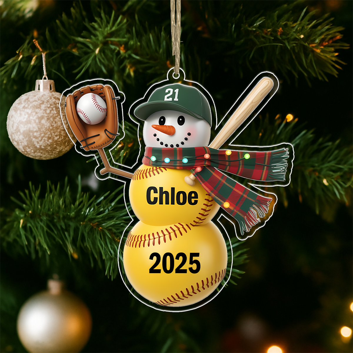 Personalized Softball Acrylic Ornament Christmas Gift