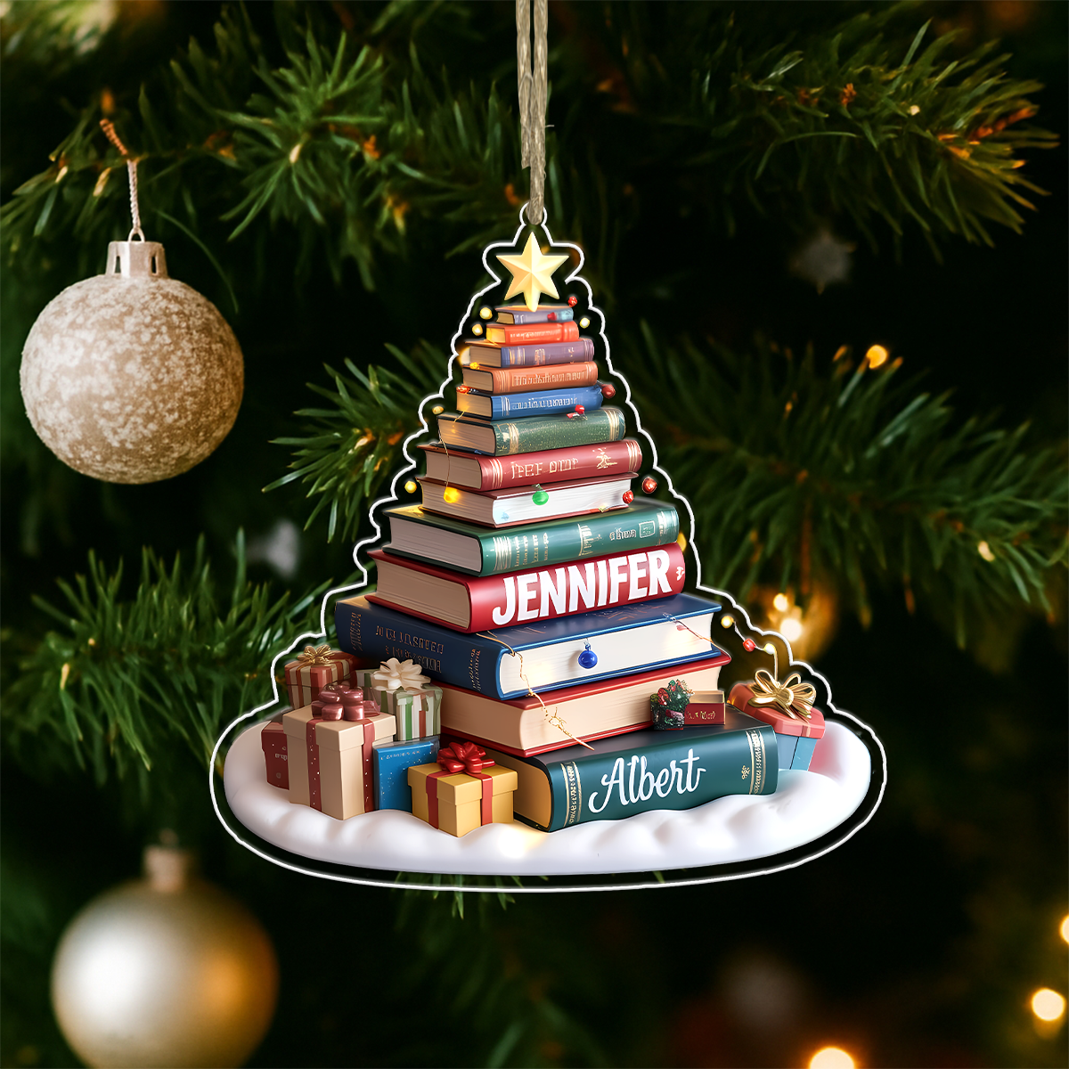 Personalized Christmas Book Tree Acrylic Ornament Christmas Gift