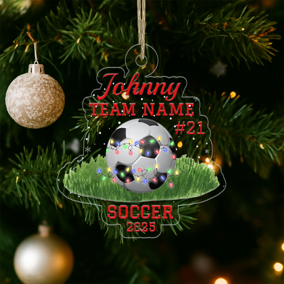 Personalized Soccer Player Chritsmas Acrylic Ornament Christmas Gift