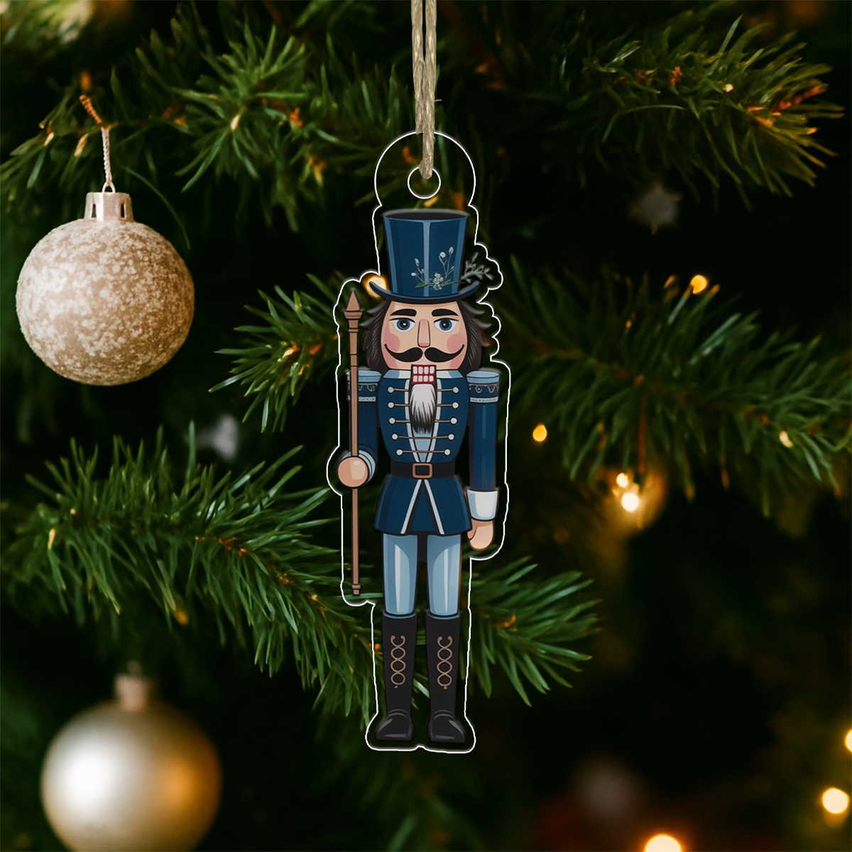 Nutcracker Magnolia Flower Acrylic Ornament Christmas Gift