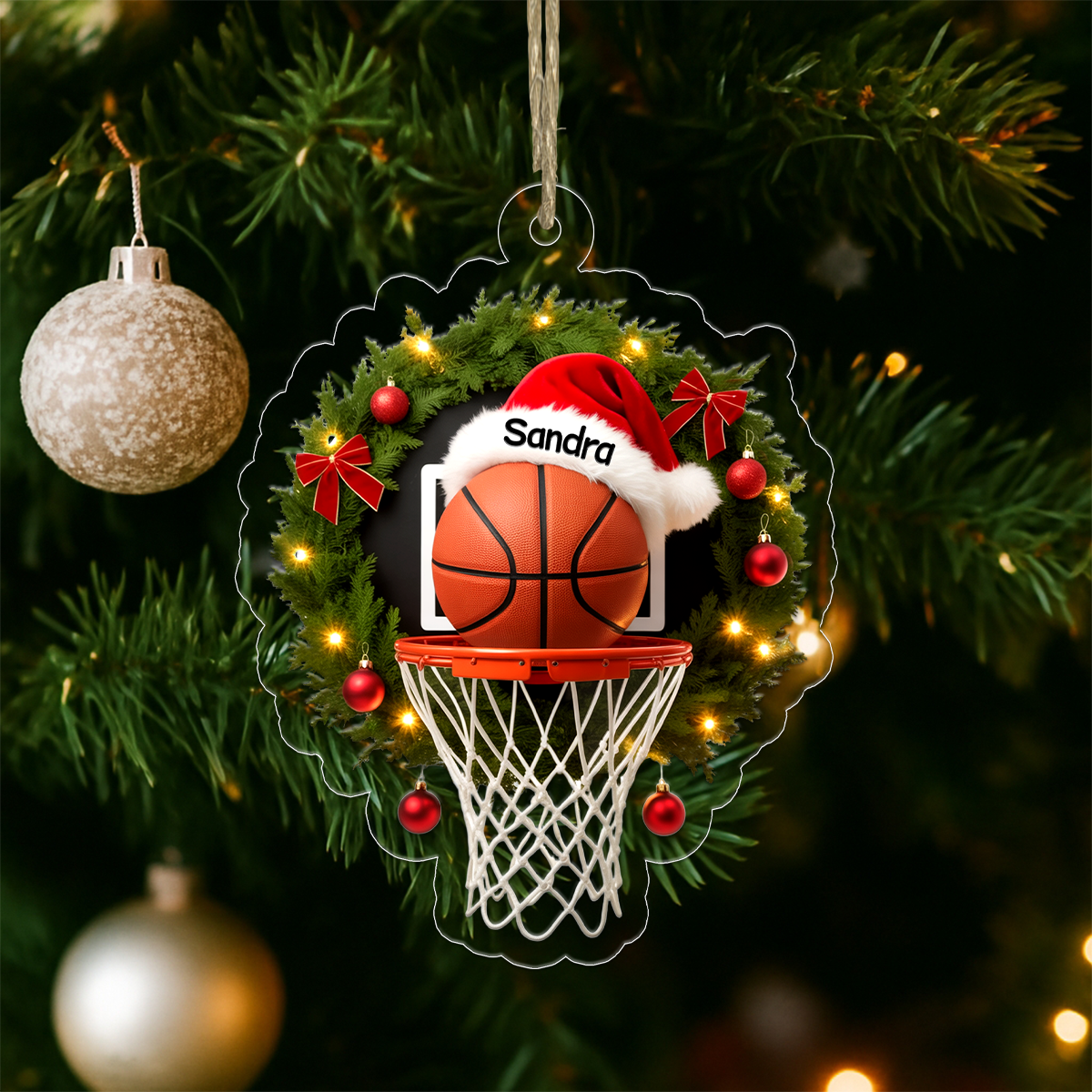 Custom Name Basketball Merry Xmas Acrylic Ornament Christmas Gift