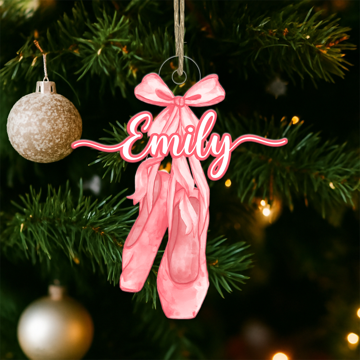 Custom Name Ballet Shoes Christmas Acrylic Ornament Christmas Gift