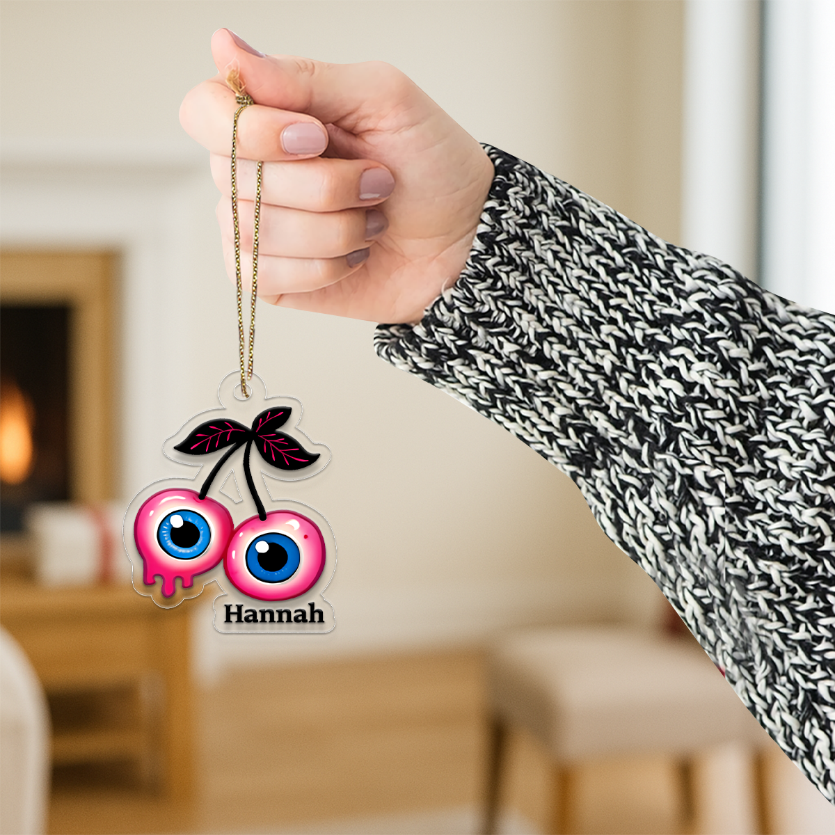 Personalized Cherries Eyes Ornament, Custom Creepy Fruit Christmas Ornament, Funny Horror Ornament, Holiday Decoration, Unique Gag Gift