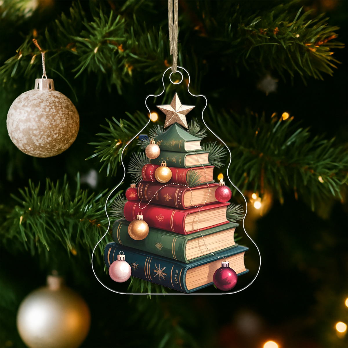 Custom Name Christmas Book Tree Ornament Acrylic Ornament Christmas Gift