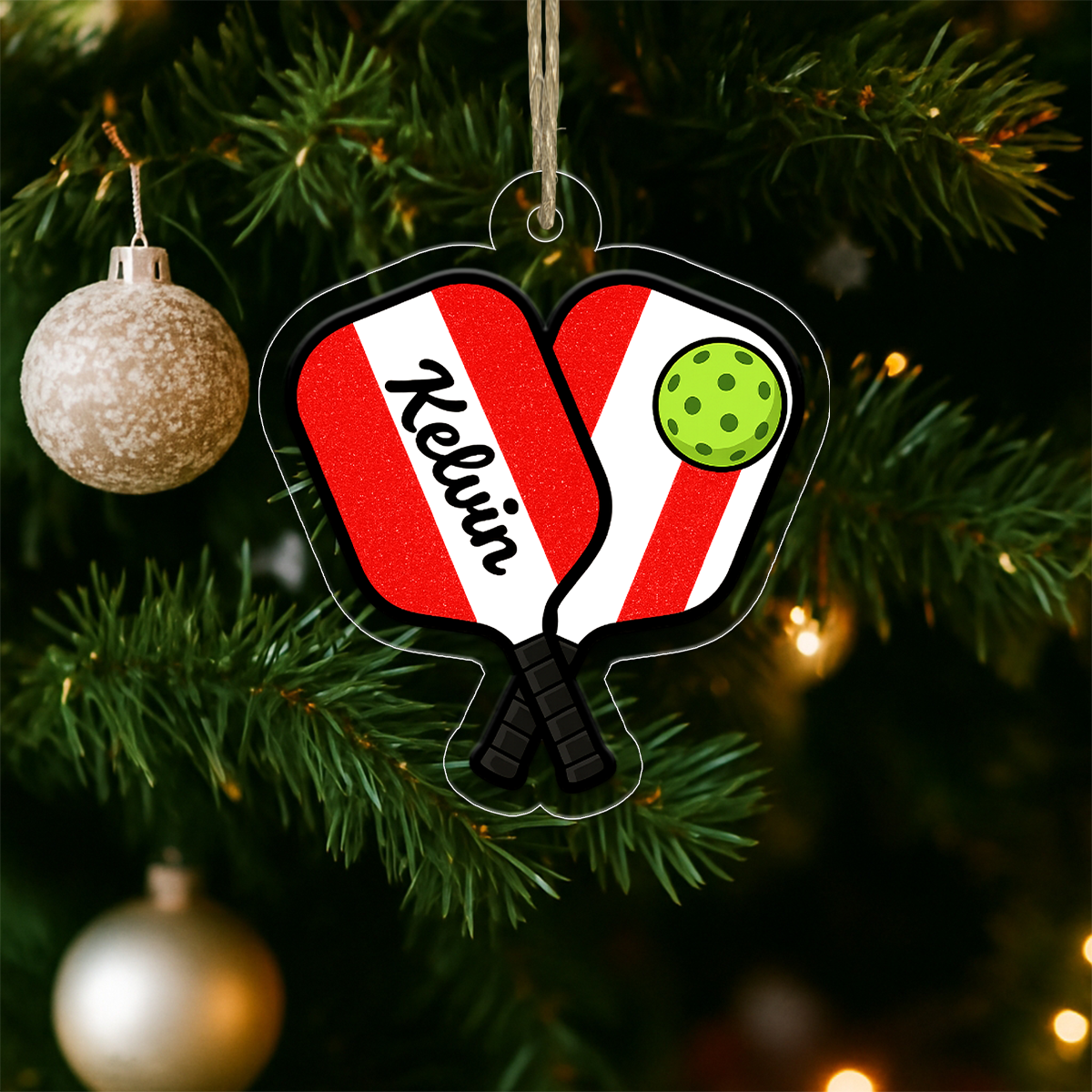 Custom Name Xmas Pickleball Acrylic Ornament Christmas Gift