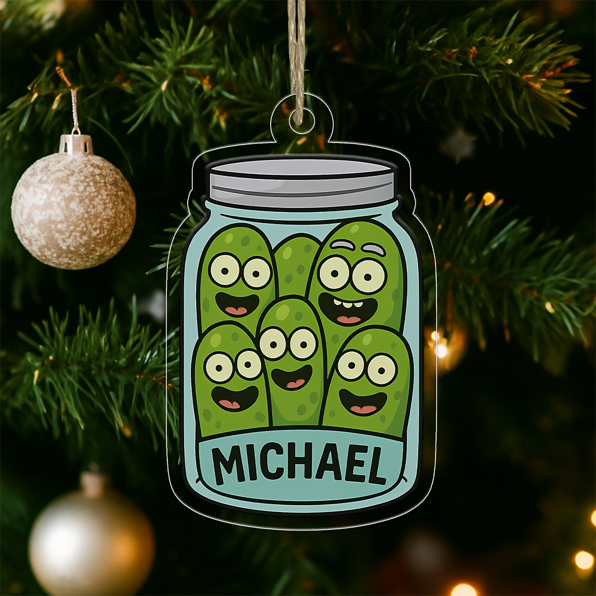 Personalized Funny Pickle Ornament, Custom Christmas Ornament, Pickle Lover Gift, Funny Holiday Decoration, Gift for Friends