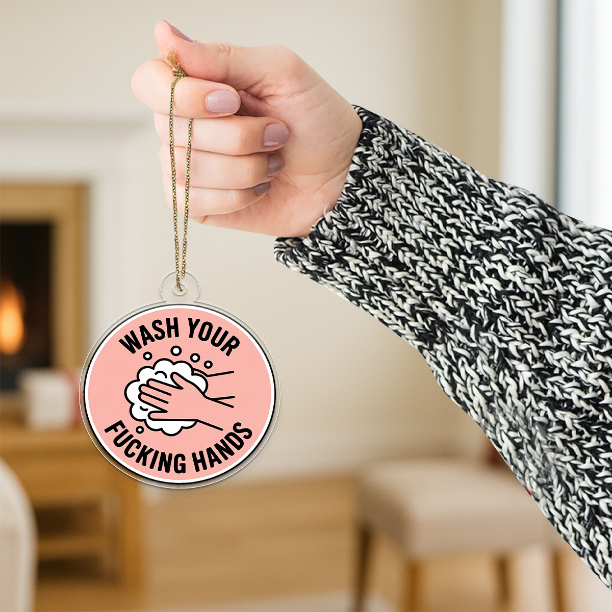 Funny Wash Your Hands Ornament, Christmas Ornament, Bathroom Humor Ornament, Adult Gag Gift, Holiday Joke Decoration