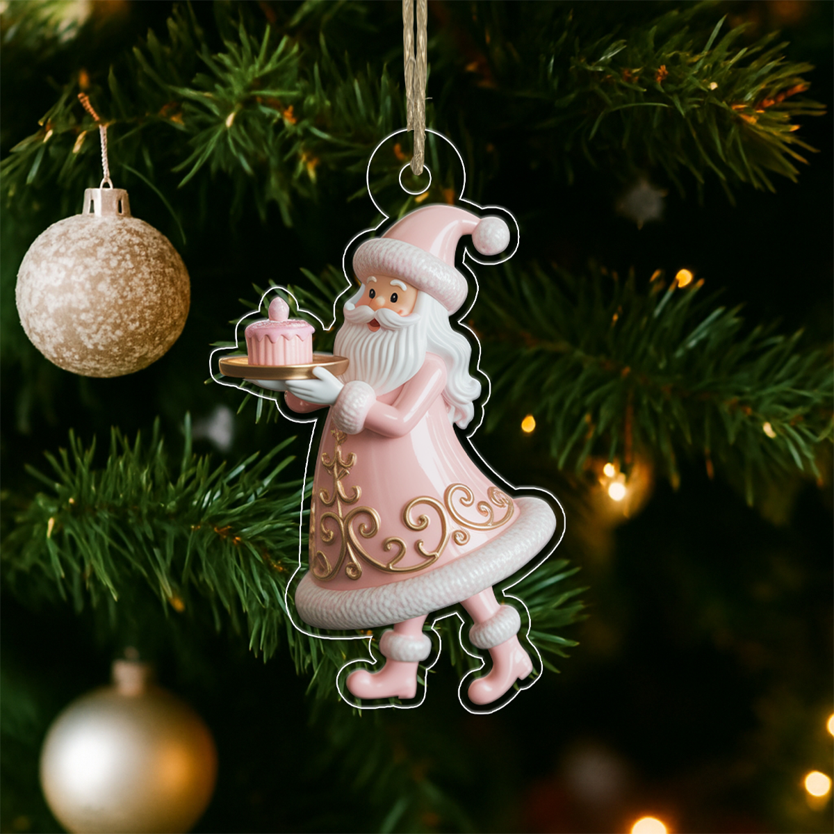 Custom Name Santa Claus Macaron Acrylic Ornament Christmas Gift