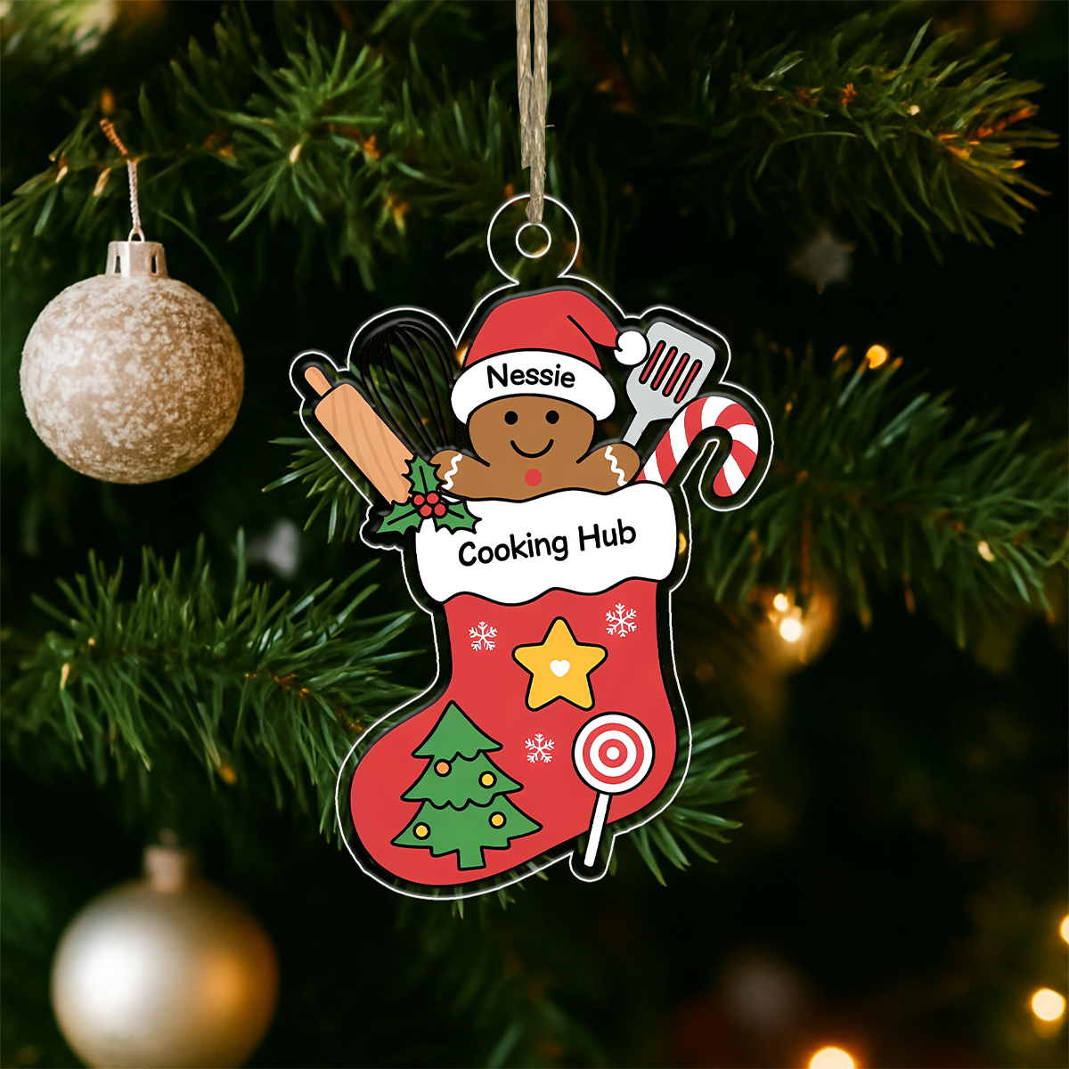 Personalixed Cooking Hub Christmas Stocking Acrylic Ornament Christmas Gift