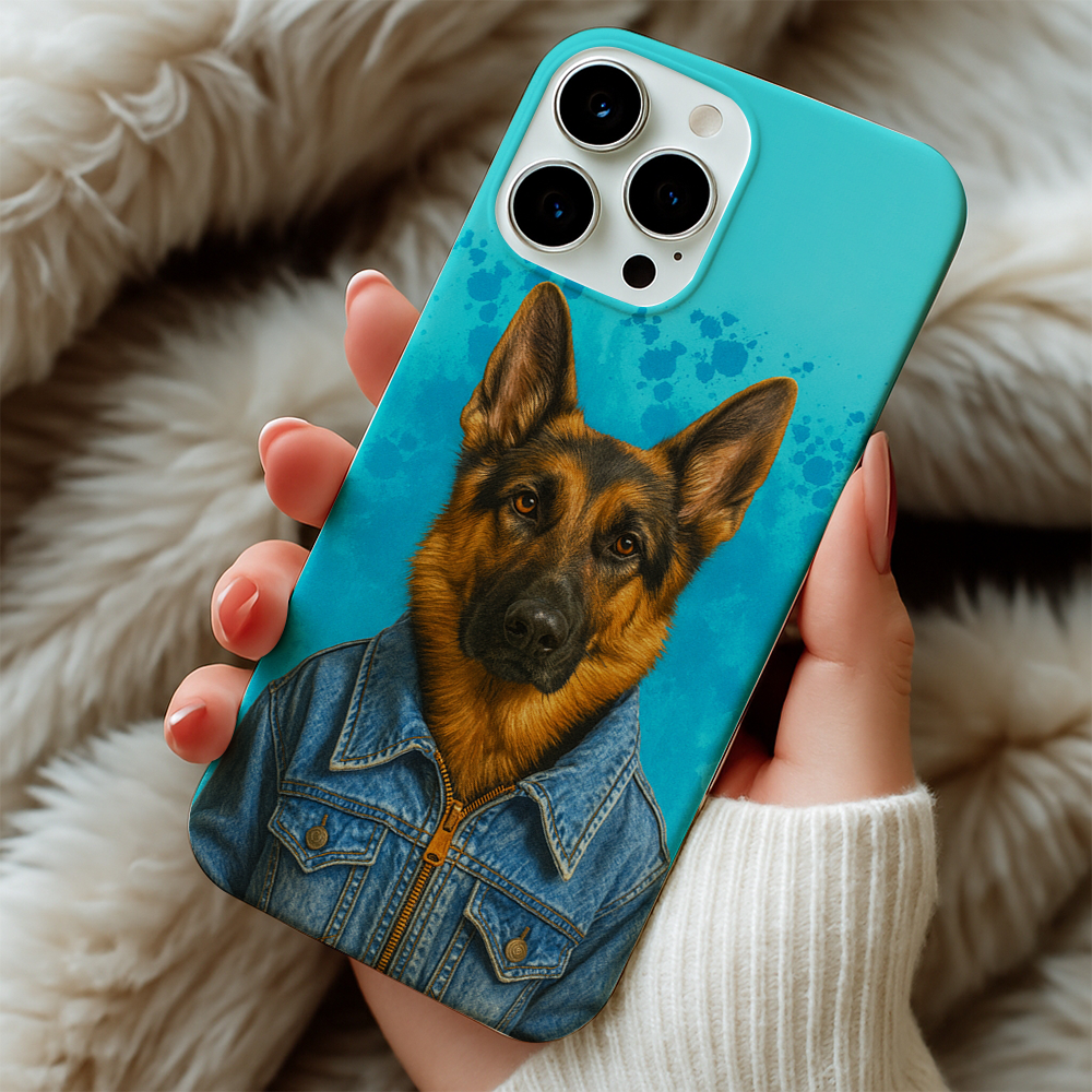 Custom Photo Denim Dog Phone Case Gift For Dog Lovers