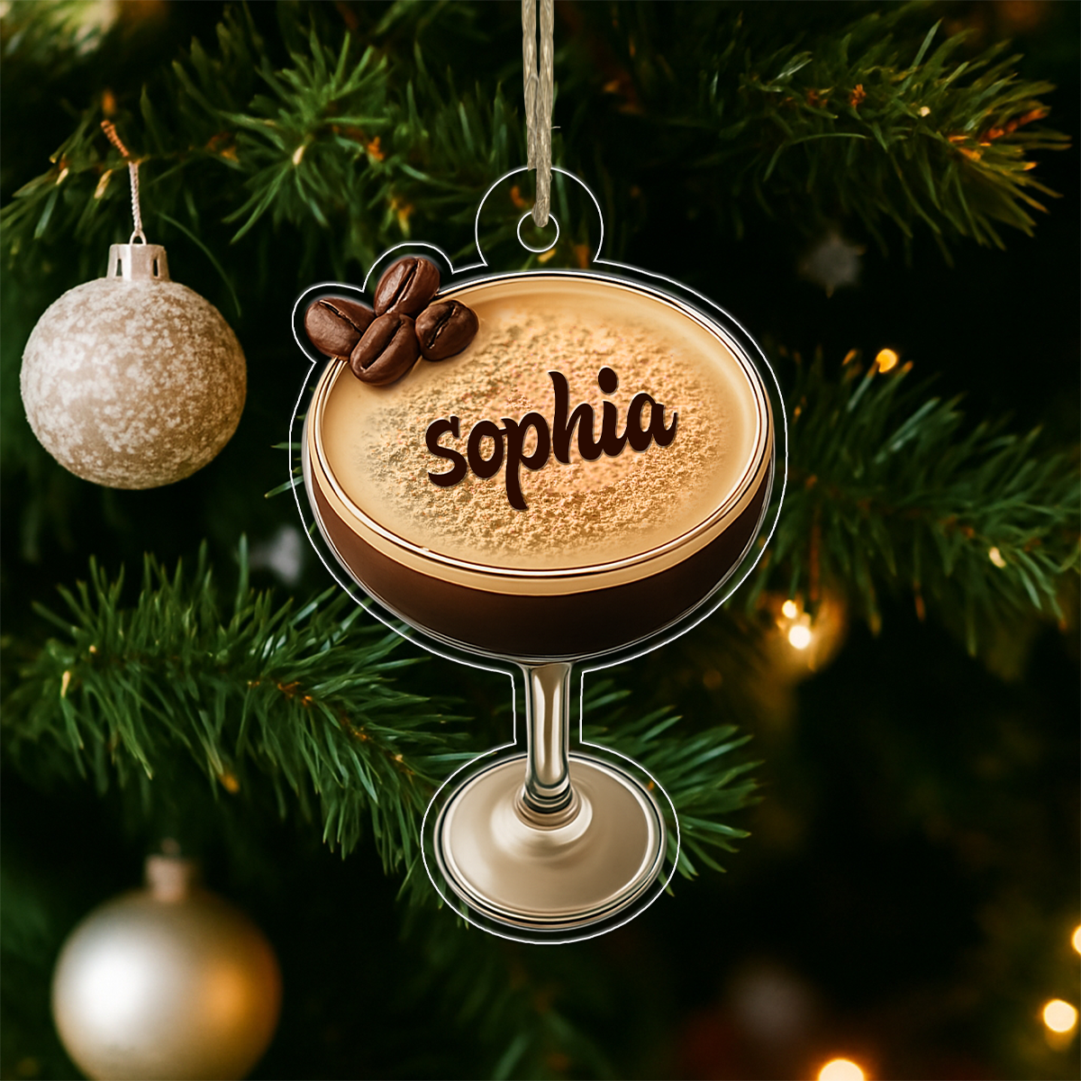 Custom Name Espresso Martini Drink Lover Acrylic Ornament Christmas Gift