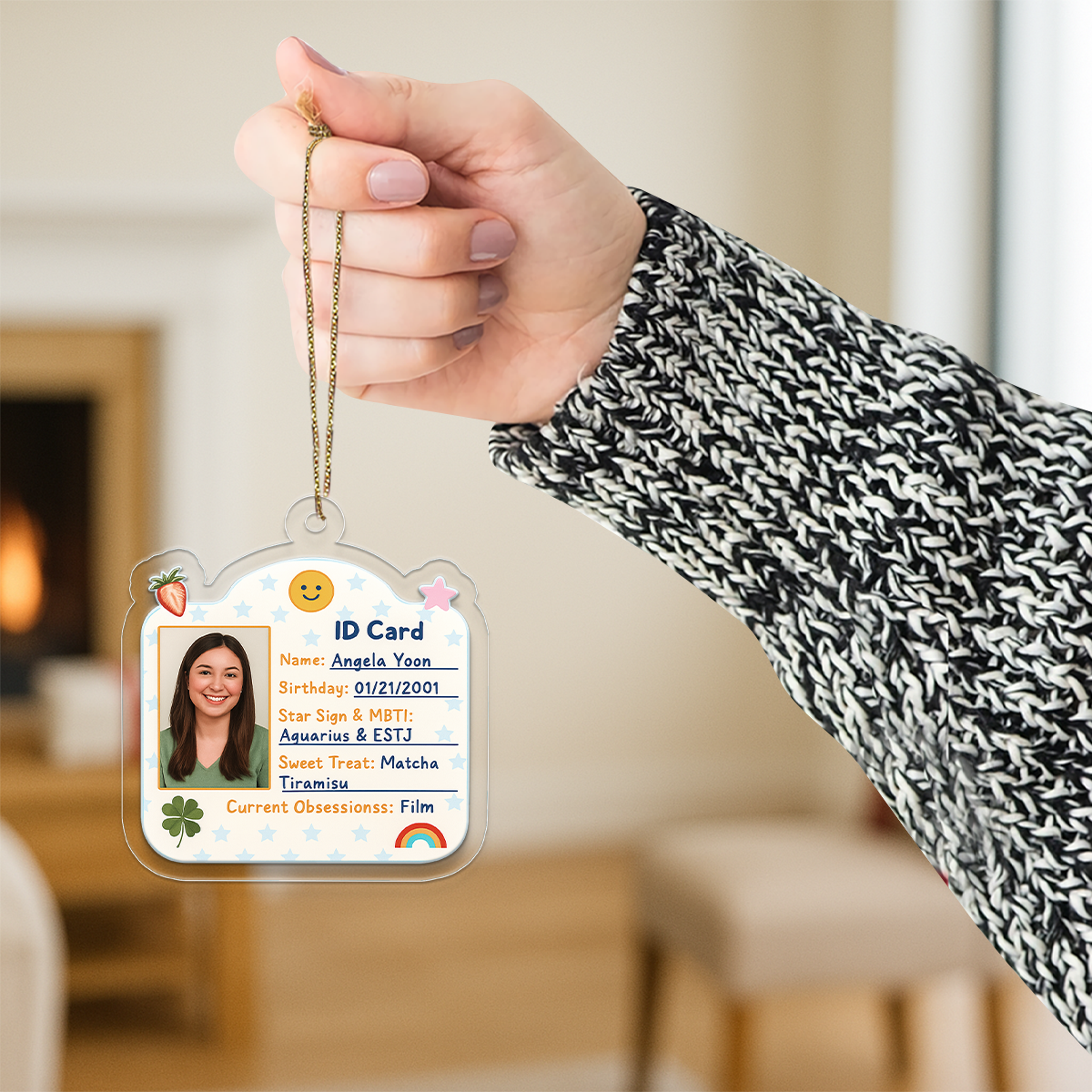 Custom Photo Student Card Ornament, Personalized Cute School ID Christmas Ornament, Funny Student Gift, Teen Ornament, Holiday Decoration