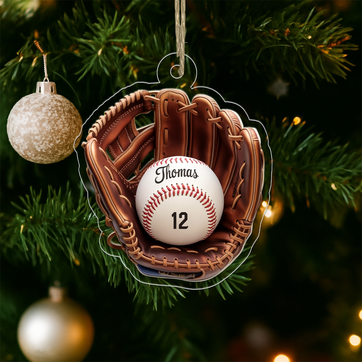 Custom Name Baseball Player Christmas Acrylic Ornament Christmas Gift