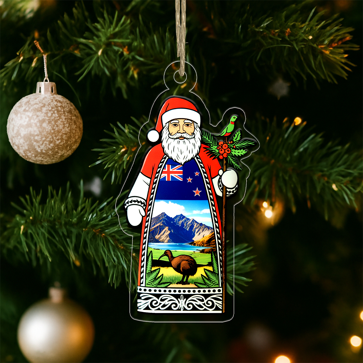 New Zealand Santa Claus Christmas Acrylic Ornament Christmas Gift