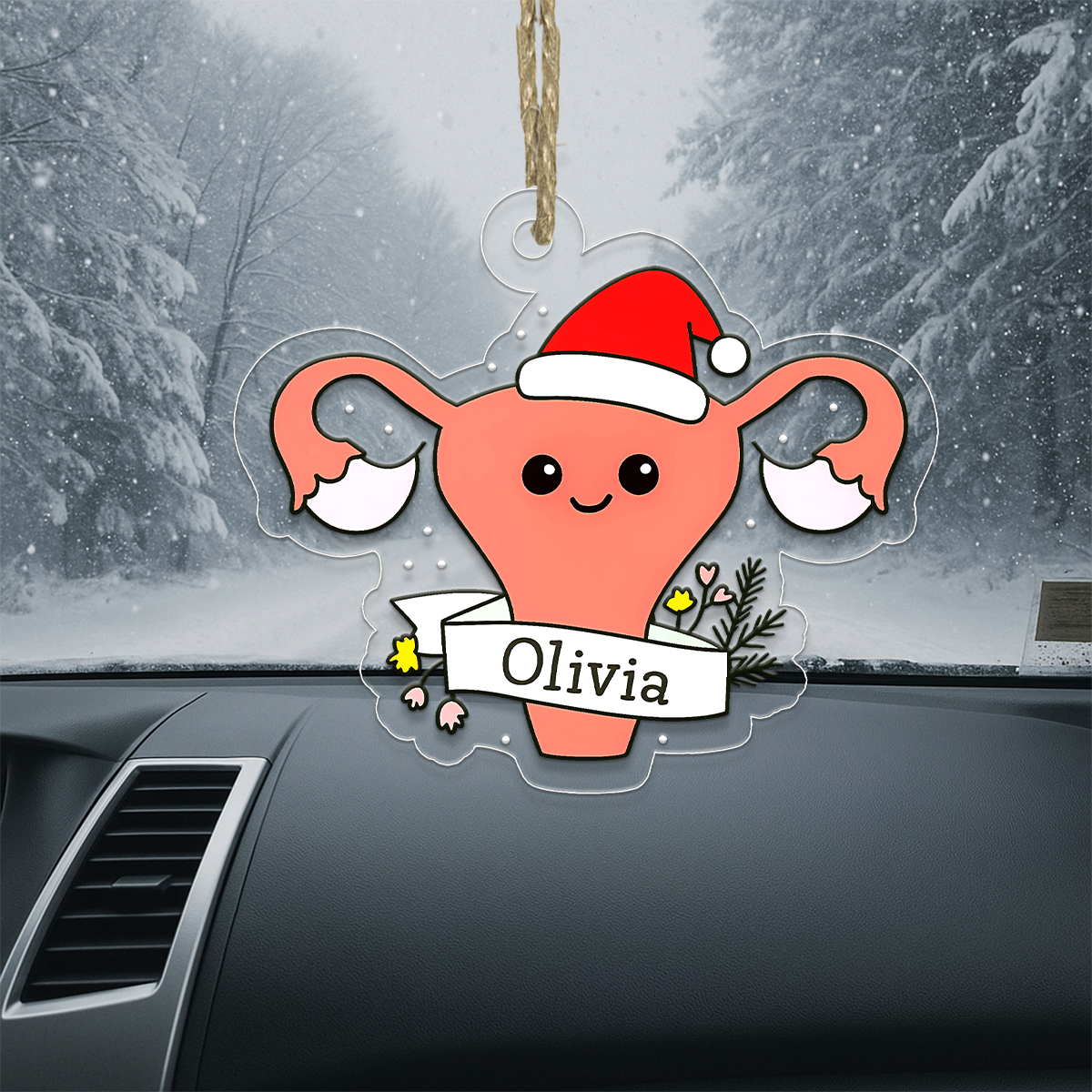 Personalized Christmas Uterus Ornament – Funny Custom Medical Gift for Gynecologist, OB GYN, Nurse, Doctor, Women’s Health Holiday Decor