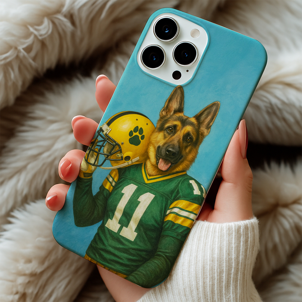 Custom Dog Photo Football Player Phone Case