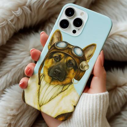 Custom Photo Portrait Pilot Phone Case Gift For Dog Lovers