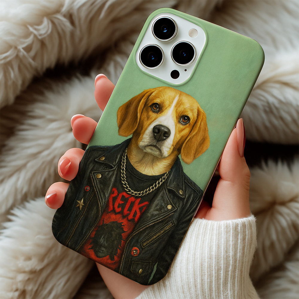 Custom Photo Rock n Roll Dog Phone Case _ Gift For Dog Lovers