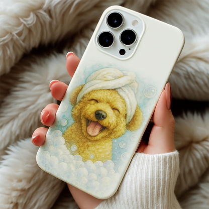 Custom Dog Potrait In Bathroom Phone Case