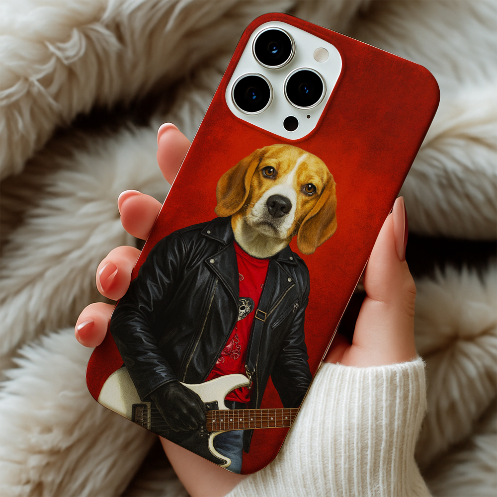 Custom Photo Guitarist Dog Phone Case Gift For Dog