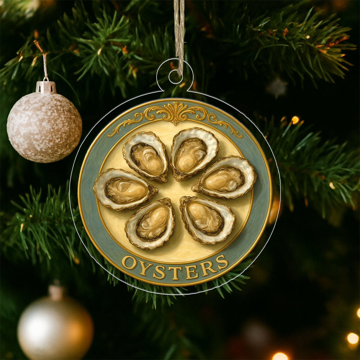 Personalized Funny Oyster Ornament, Gag Christmas Ornament, Seafood Lover Gift, Unique Holiday Decoration, Fun Keepsake for Foodies