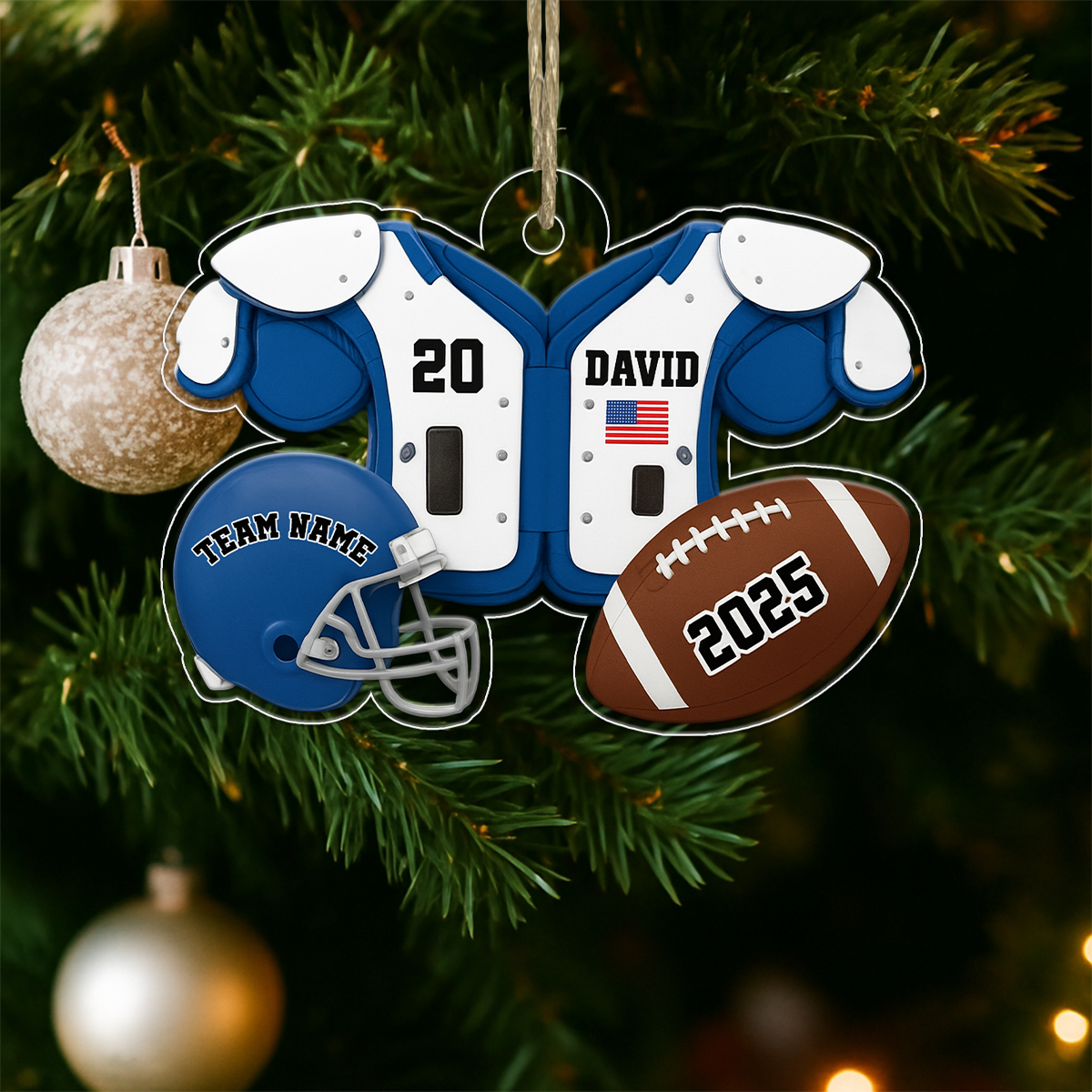 Custom Name Football Uniform 2025 Acrylic Ornament Christmas Gift