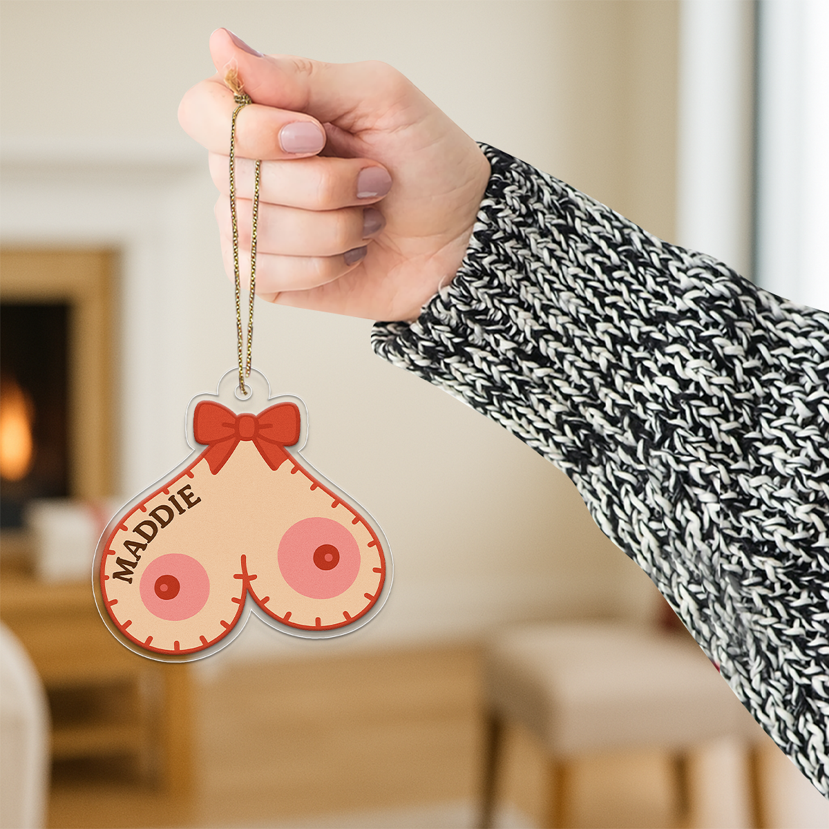 Personalized Jingle Boobs Ornament, Funny Inappropriate Christmas Ornament, Adult Ornament, Gift for Friend Couple, Holiday Joke Decoration